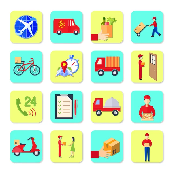 Delivery Icon Flat Set — Stock Vector