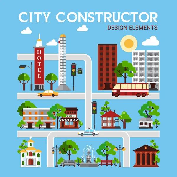 Elementos de diseño de constructor de ciudad — Vector de stock