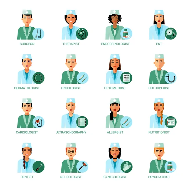 Orvosi szakmák avatarok készlet — Stock Vector