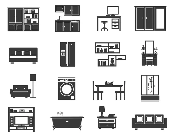 Conjunto de iconos de muebles aislados de concepto — Archivo Imágenes Vectoriales