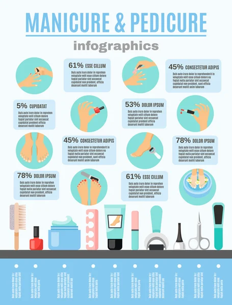 Manicure Pedicure Infographic elementy płaskie plakat — Wektor stockowy