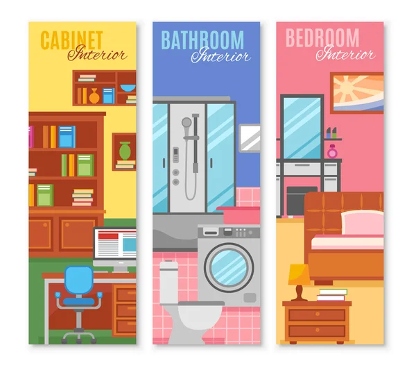 Conjunto de pancartas de muebles de habitación — Vector de stock