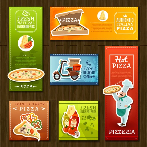Conjunto de pancartas de pizza — Vector de stock