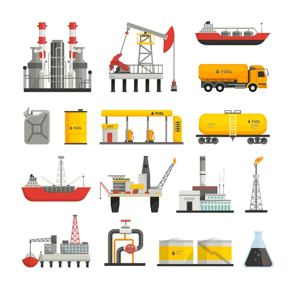 Olie benzine industrie Icons Set — Stockvector