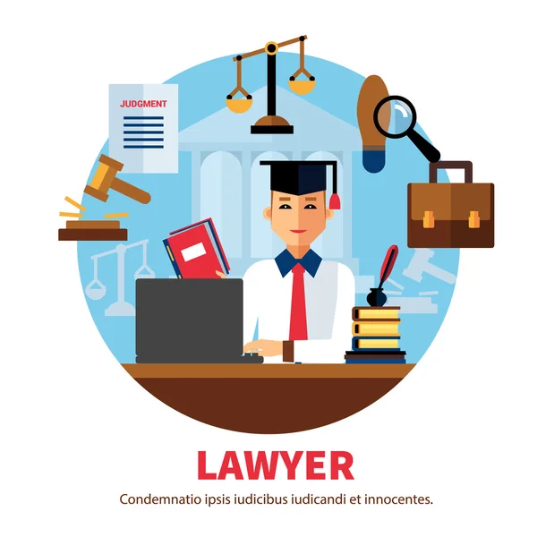 Νομικός δικηγόρος νομικών εμπειρογνωμόνων εικονογράφηση — Διανυσματικό Αρχείο