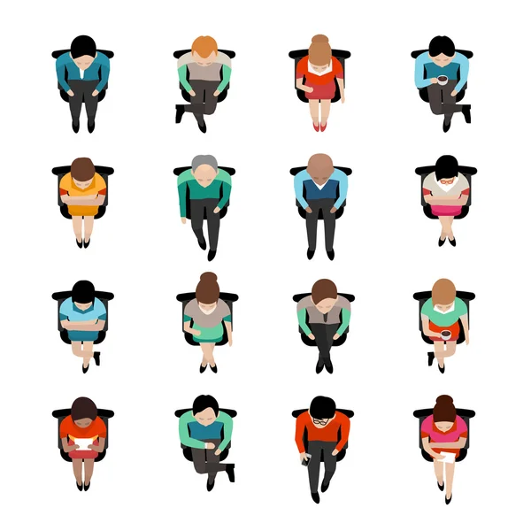 Sitting People Top View — Stock Vector