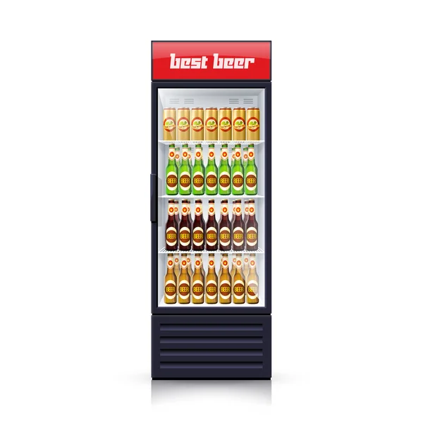 Dispensador de refrigerador de cerveza Icono de ilustración realista — Vector de stock