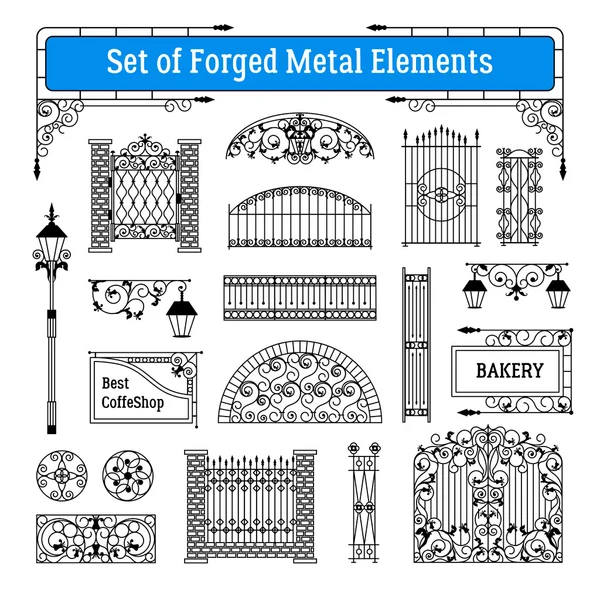 Conjunto de elementos de metal forjado — Archivo Imágenes Vectoriales