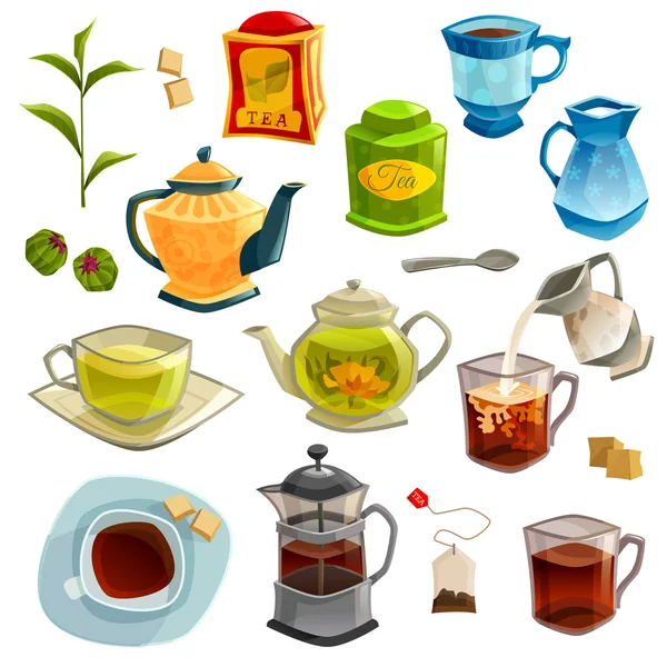 Types Of Tea Set — Stock Vector