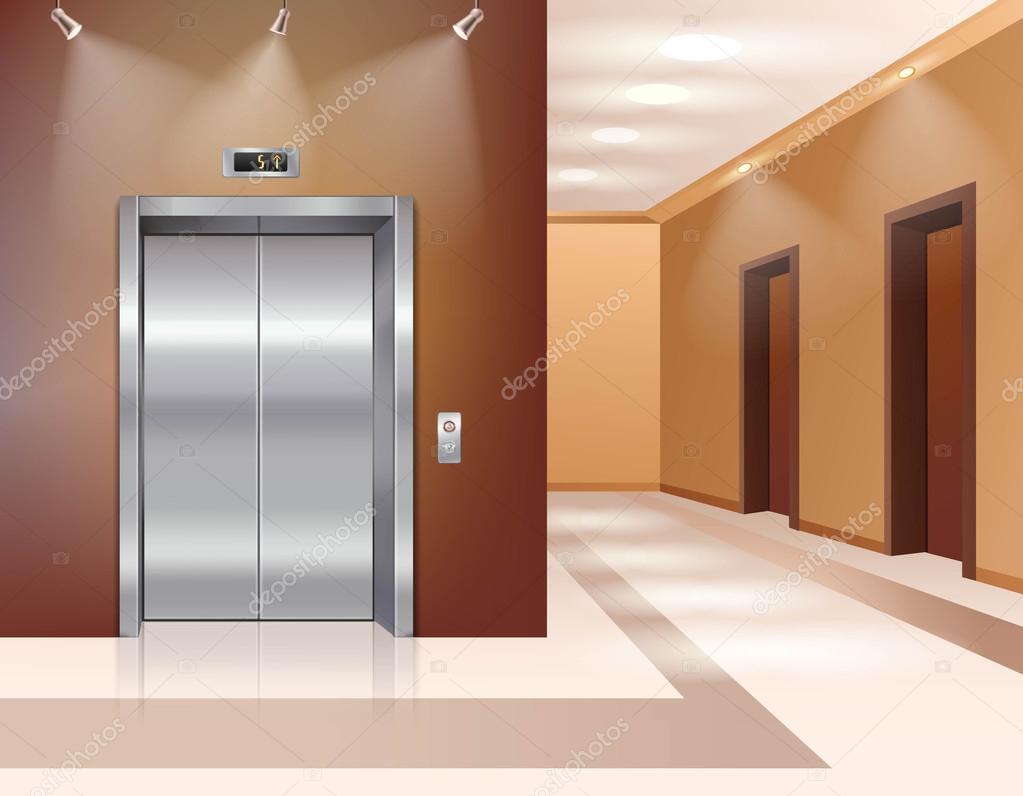 Hall with elevator