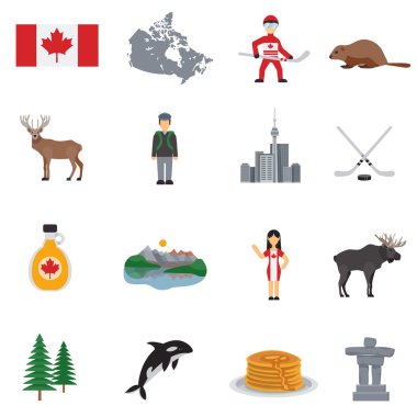 Kanada düz Icons set