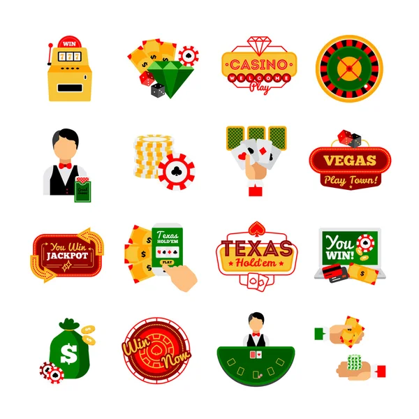 Juego de iconos decorativos de casino — Vector de stock