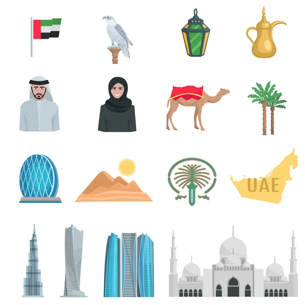 Επίπεδη εικονίδια Ηνωμένα Αραβικά Εμιράτα — Διανυσματικό Αρχείο
