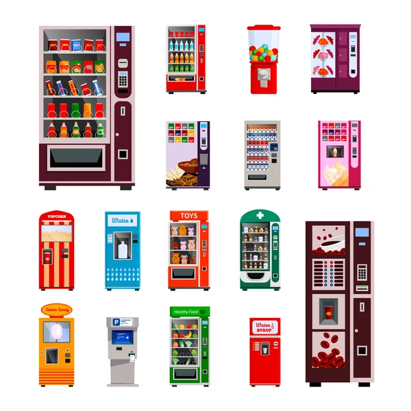 Máquinas expendedoras Conjunto de iconos — Vector de stock