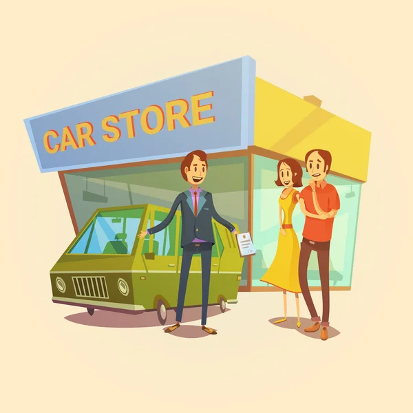 Salon samochodowy i koncepcja klientów — Wektor stockowy