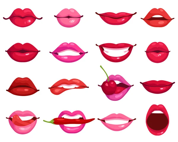 Lippen Cartoon Set — Stockvektor