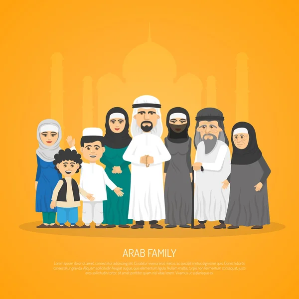 Affiche de famille arabe — Image vectorielle