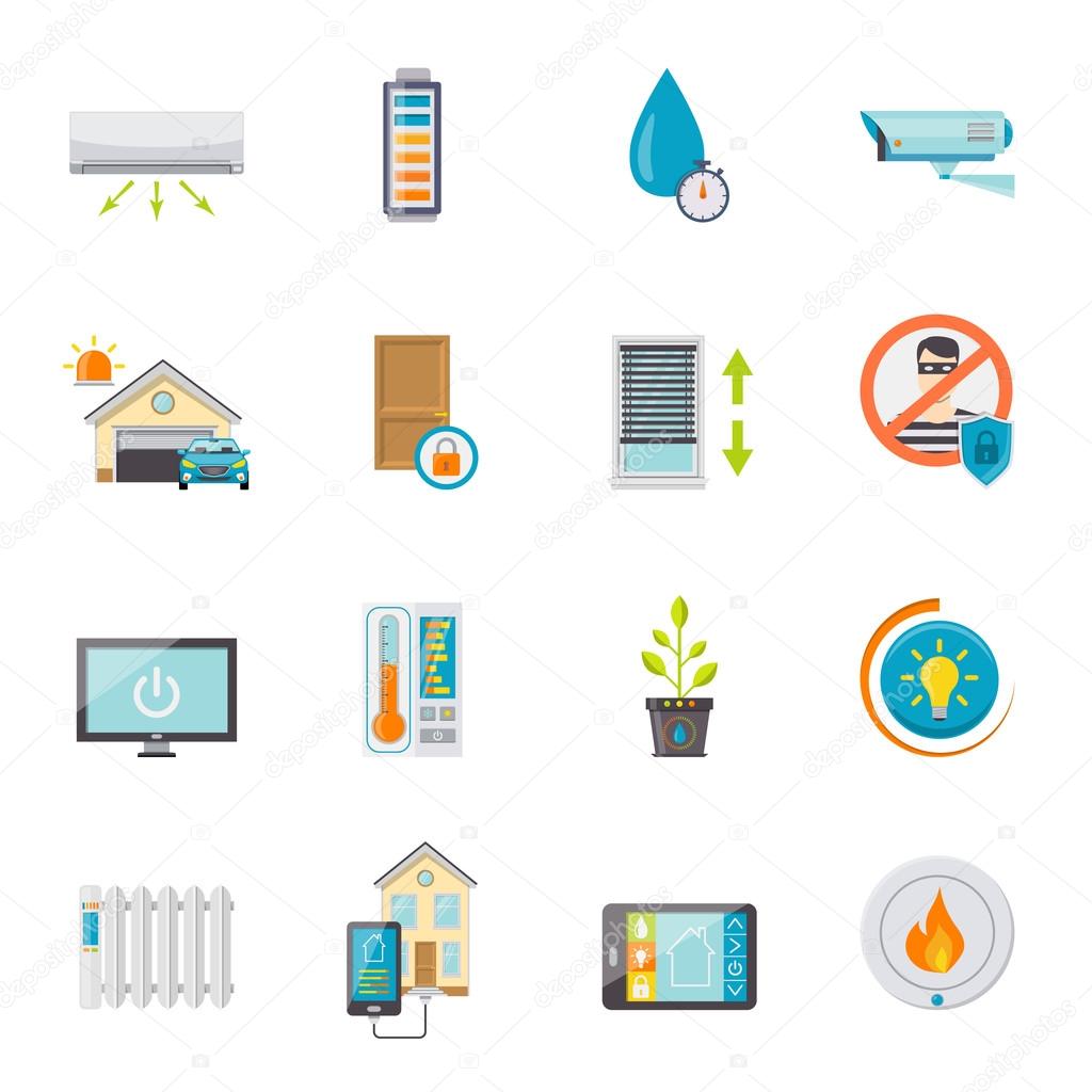 Smart House Flat Icons Set