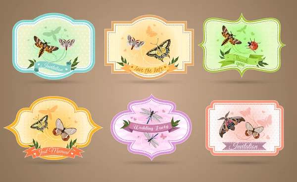 Conjunto de emblemas de insectos — Archivo Imágenes Vectoriales