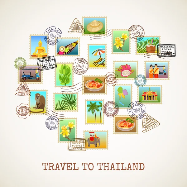 Tayland kartpostal Poster — Stok Vektör
