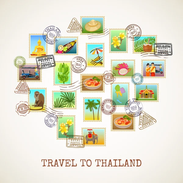 Poster de postal de Tailandia — Vector de stock