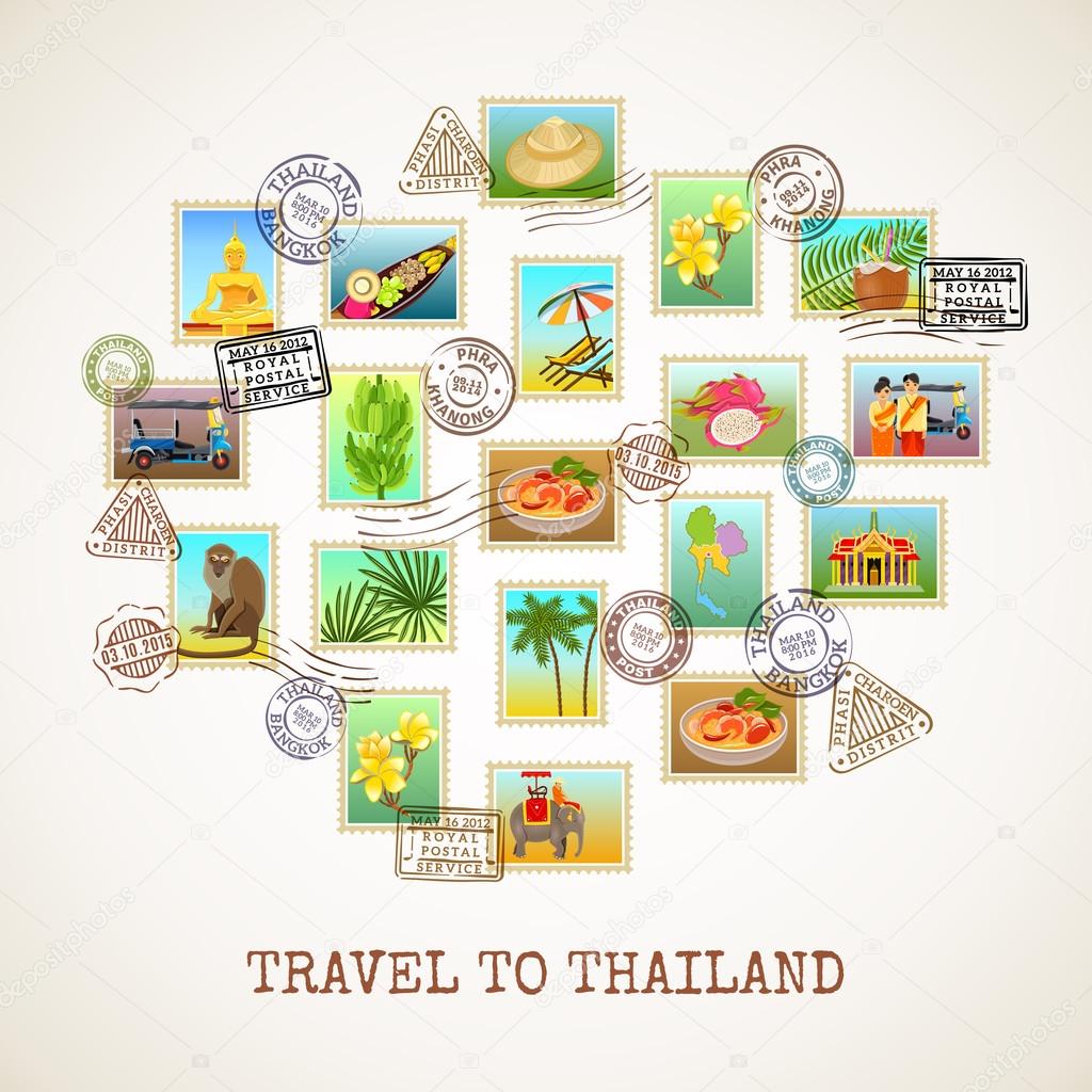 Thailand Postcard Poster Stock Vector Image by ©macrovector 103449468