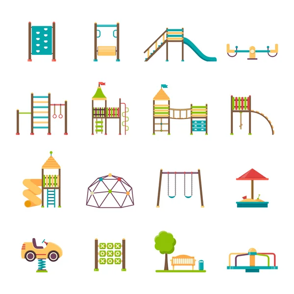 Playground Flat Icons Set — Stock Vector