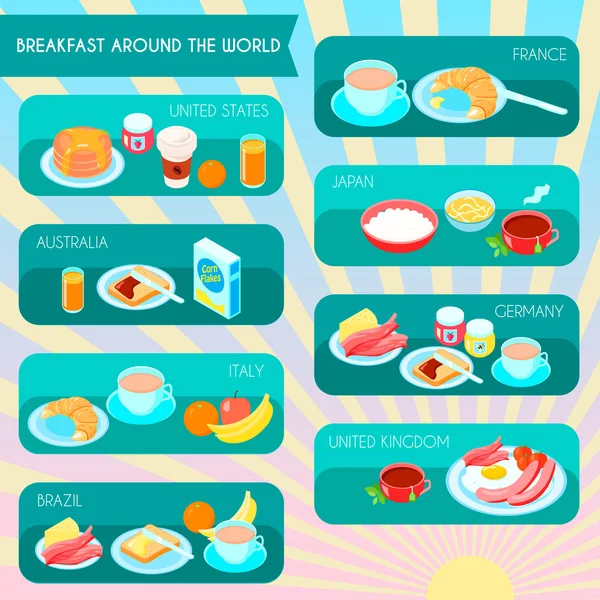 类型的早餐图 — 图库矢量图片