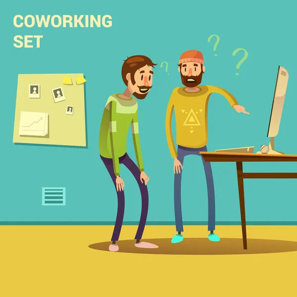 Illustration du jeu de coworking — Image vectorielle