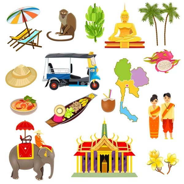 Thailand iconos conjunto — Archivo Imágenes Vectoriales