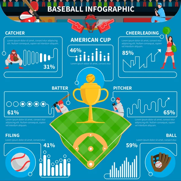 Elementos de infografía de béisbol — Archivo Imágenes Vectoriales