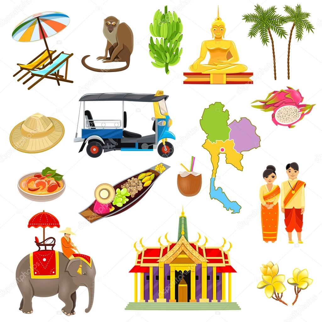 Thailand Icons Set — Stock Vector © macrovector #103467860