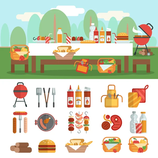 BBQ party banner set — Stock Vector