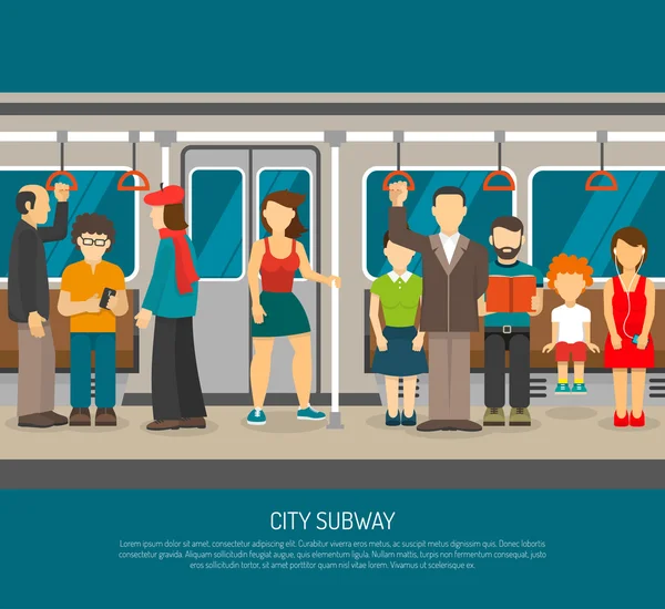 Inside Subway Train Poster — Stock Vector