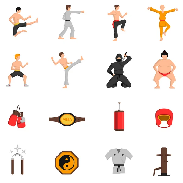 Conjunto de ícones de artes marciais —  Vetores de Stock