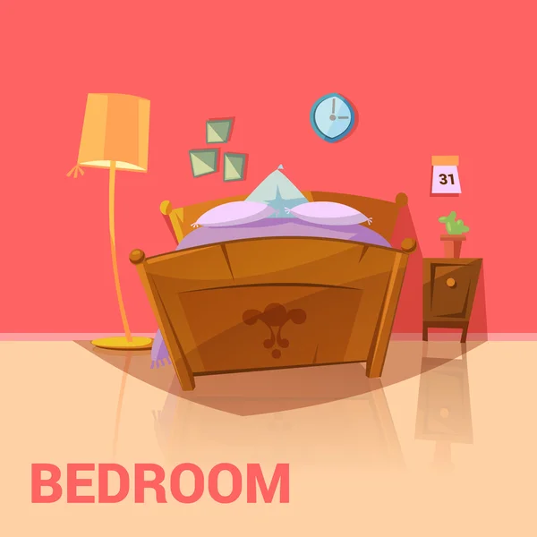 Yatak odası Retro tasarımı — Stok Vektör