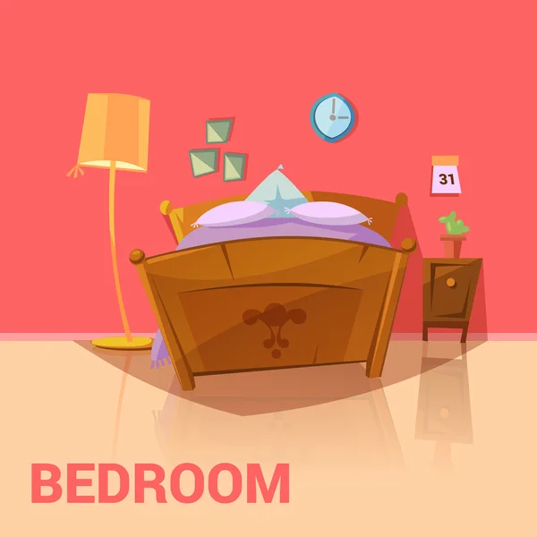 Dormitorio Retro Diseño — Archivo Imágenes Vectoriales