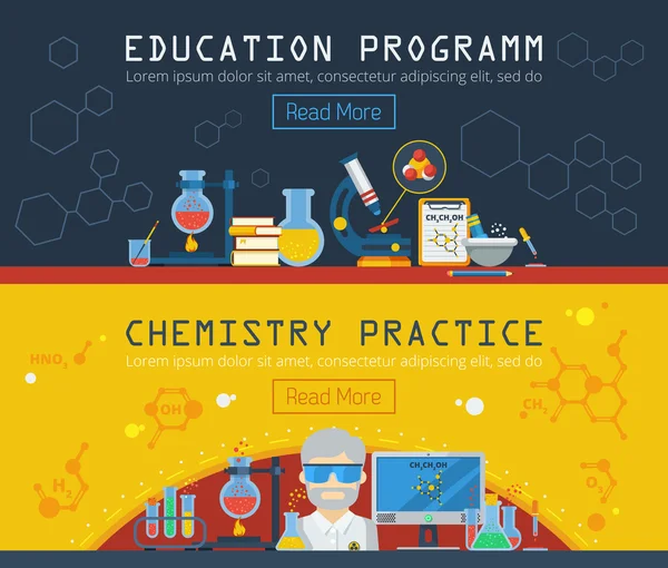 Dois banners horizontais de química —  Vetores de Stock