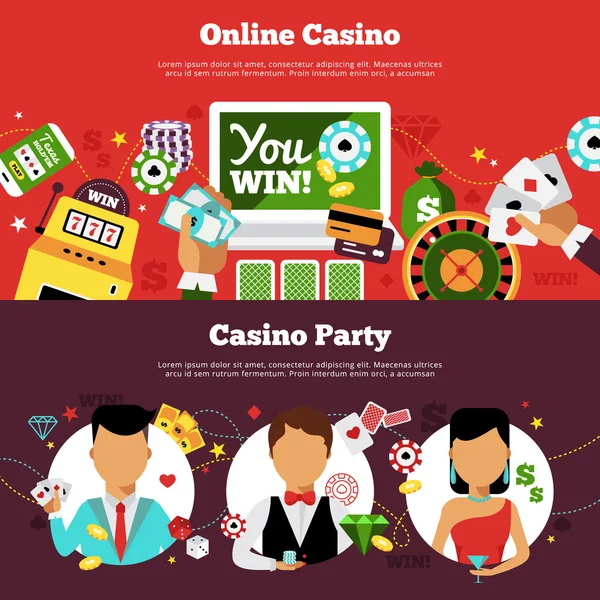 Juego de Banners Horizontales de Casino — Vector de stock