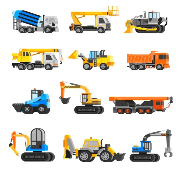 Conjunto de iconos de máquinas de construcción — Vector de stock