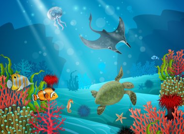 Underwater Cartoon Landscape clipart