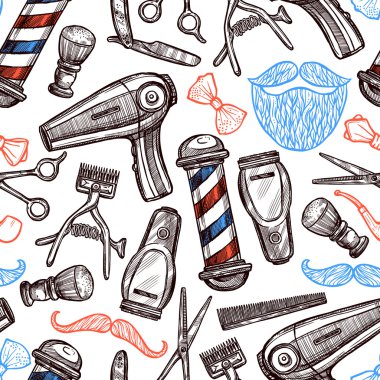  Berber Dükkanı öznitelikleri Doodle Seamless Modeli 