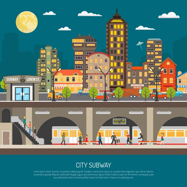 Plakat metra City — Wektor stockowy