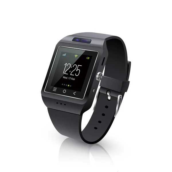 Smart Watch realistisches Bild schwarz — Stockvektor