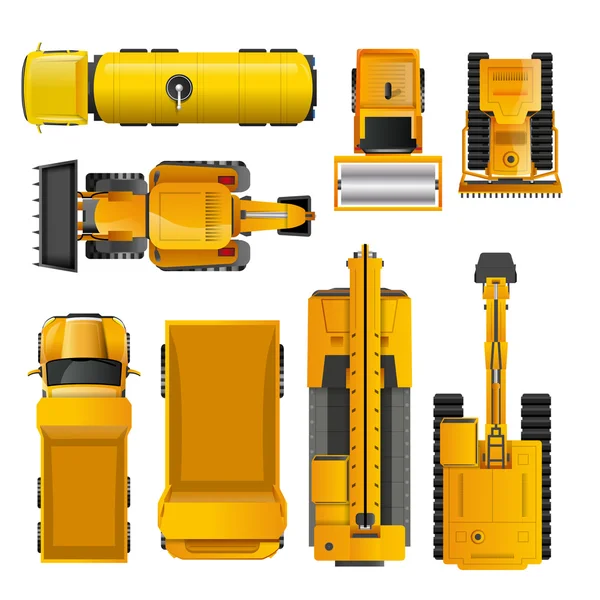 Máquinas de construcción Vista superior — Vector de stock