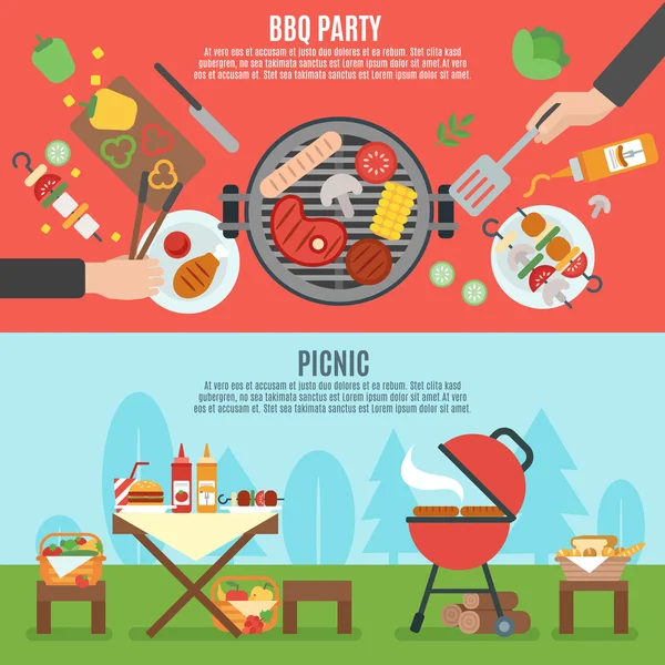 BBQ partito banner set — Vettoriale Stock