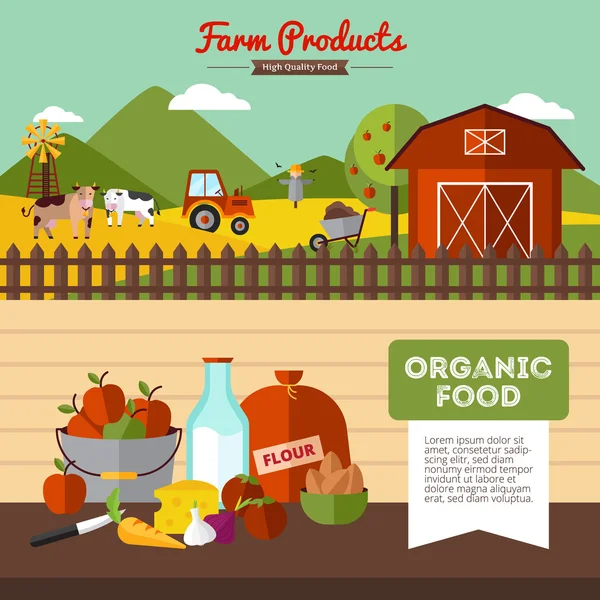 Two Farm Banners In Flat Style — Stock Vector