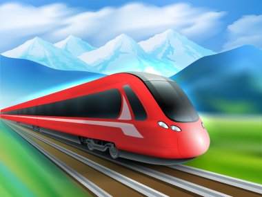 Speed Train Dağları Arka Plan Gerçekçi Afiş