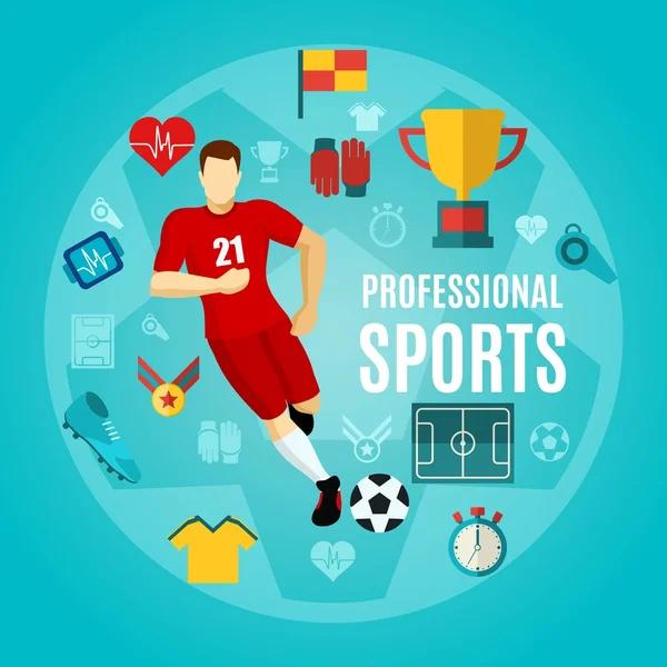 Ikon Olahraga Profesional Rata Ditata - Stok Vektor