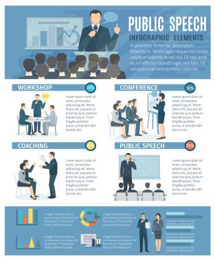 Kamu konuşma Infographic öğeleri düz Poster